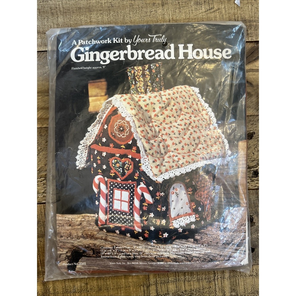 Sealed Vintage 1978 YOURS TRULY 3D Fabric Gingerbread House #2503 PATCHWORK KIT